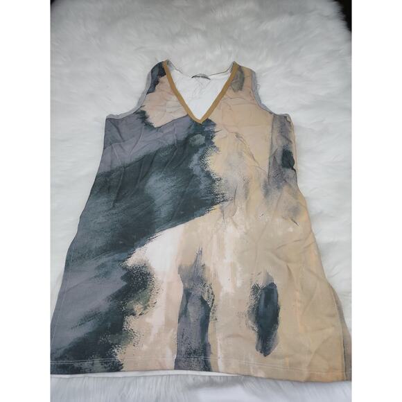 Zara Flowy Tank Small V-Neck Watercolor Print - Picture 2 of 9